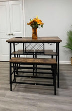 4-Piece Counter Height Dining Room Table Set, Bar Table with One Bench and 2 Stools