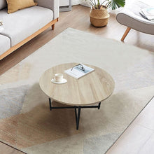 23.6" Round Coffee Tables, Wood Desktop and Metal Legs, White Oak