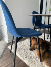 Set of 4, Mid Century Modern Retro Dining Chair, Linen Upholstered, Blue