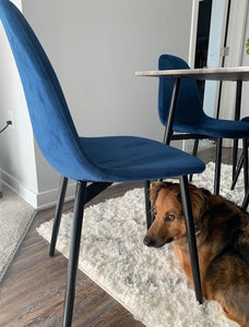 Set of 4, Mid Century Modern Retro Dining Chair, Linen Upholstered, Blue