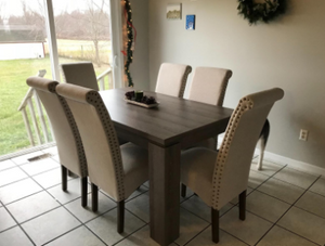 60"L Modern Dining Table, Dark Taupe Reclaimed-Look
