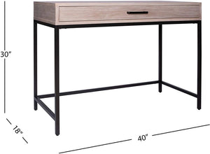 40" Home Office Desk or Writing Desk with Metal Base, Weathered Grey