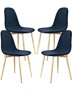 Set of 4, Mid Century Modern Retro Dining Chair, Linen Upholstered, Blue