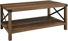40" Modern Farmhouse Metal Coffee Table, Rustic Oak