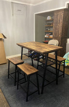 4-Piece Counter Height Dining Room Table Set, Bar Table with One Bench and 2 Stools