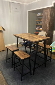 4-Piece Counter Height Dining Room Table Set, Bar Table with One Bench and 2 Stools