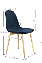 Set of 4, Mid Century Modern Retro Dining Chair, Linen Upholstered, Blue