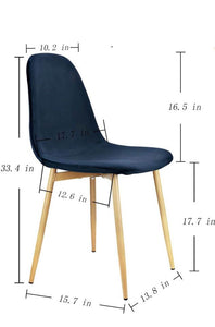 Set of 4, Mid Century Modern Retro Dining Chair, Linen Upholstered, Blue