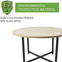 23.6" Round Coffee Tables, Wood Desktop and Metal Legs, White Oak