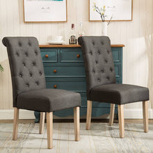 Set of 2, Solid Wood Tufted Parsons Dining Chair, Charcoal