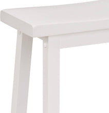 Set of 2, 24" Solid Wood Saddle-Seat Kitchen Counter Stools, White