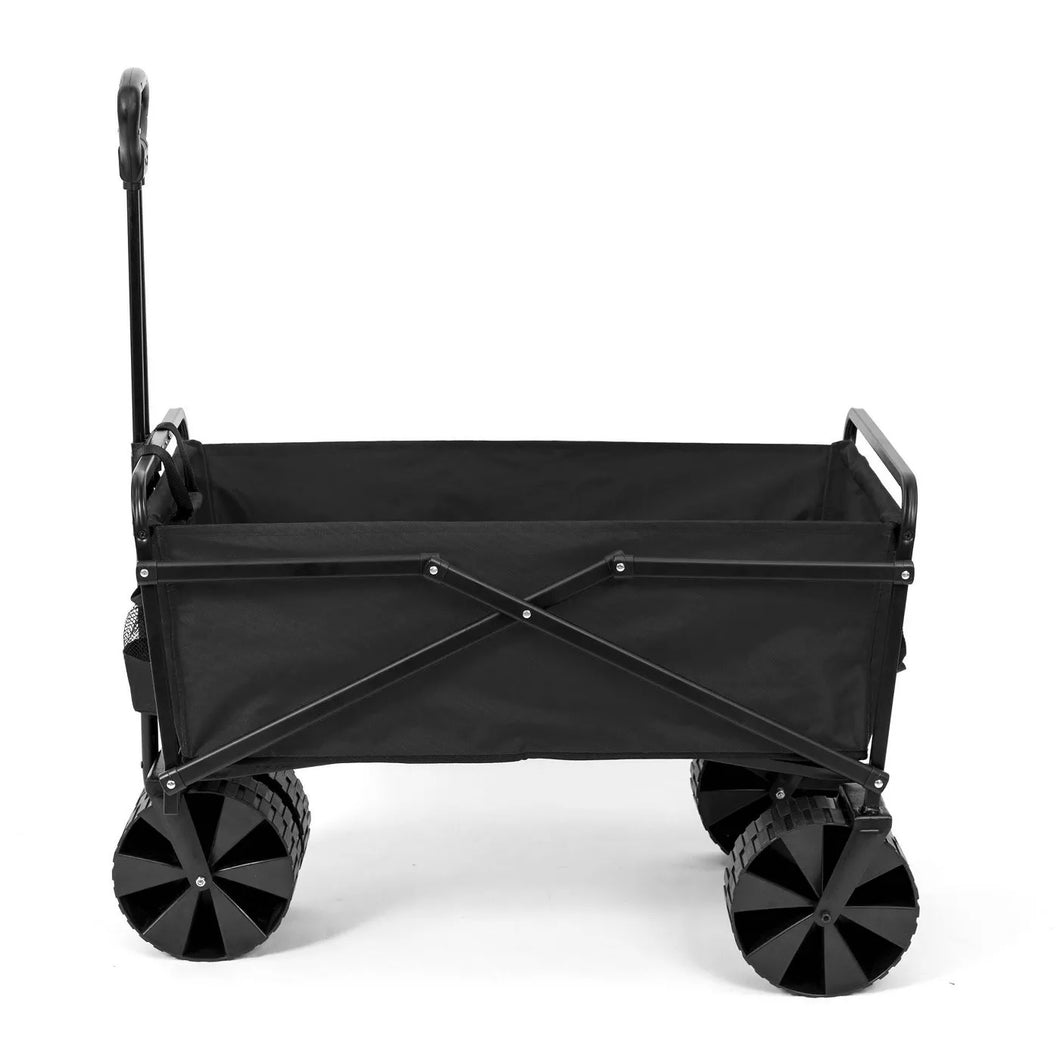 Seina Manual 150 Pound Capacity Folding Utility Beach Wagon Outdoor Cart, Black