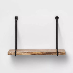 Wood Wall Shelf with Hanging Wire Natural/Black - Threshold™