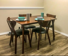 5 Piece, Mid-Century Style Dining Set, 1 Table & 4 Chairs Walnut Brown