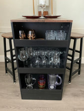 3 Piece Pub Dining Set, Wooden Counter Height Table Set with 2 Bar Stools, Brown