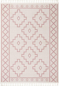 5'3" x 7'3" Southwestern Tribal Geometric Blush Kilim-Style Area Rug