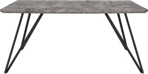 63" Rectangular Dining Table in Faux Concrete Finish, Grey & Black