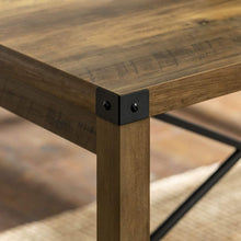 48" Modern Farmhouse Trestle Style Metal X Dining Table, 48 Inch, Rustic Oak
