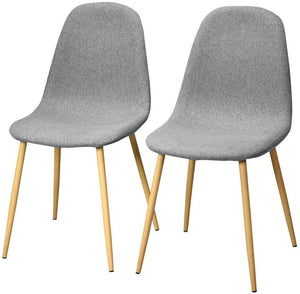 Set of 2 Mid Century Modern Dining Chairs, Easily Assemble,Fabric Cushion w/Metal Frame, Grey