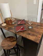 3 Piece Pub Dining Set, Wooden Counter Height Table Set with 2 Bar Stools, Brown