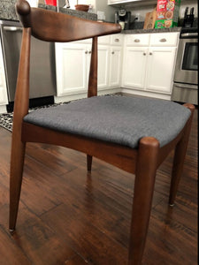 Set of 2, Mid Century Modern Fabric Dining Chairs, Charcoal