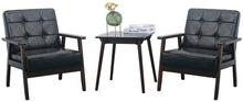 1 Mid Century Accent Chair Leather - Anbuy Modern Armchair Upholstered Cushioned with Wooden Armr