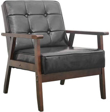 1 Mid Century Accent Chair Leather - Anbuy Modern Armchair Upholstered Cushioned with Wooden Armr