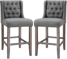 Set of 2, 26.25" Counter Height Tufted Wingback Armless Stools, Grey