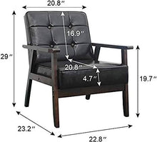 1 Mid Century Accent Chair Leather - Anbuy Modern Armchair Upholstered Cushioned with Wooden Armr