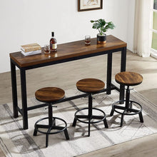 50.5" 4-Piece Industrial Pub Table with 3 Bar Stools, Rustic Brown