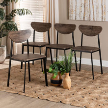 Set of 4 Dining Chairs, Walnut Brown/Black
