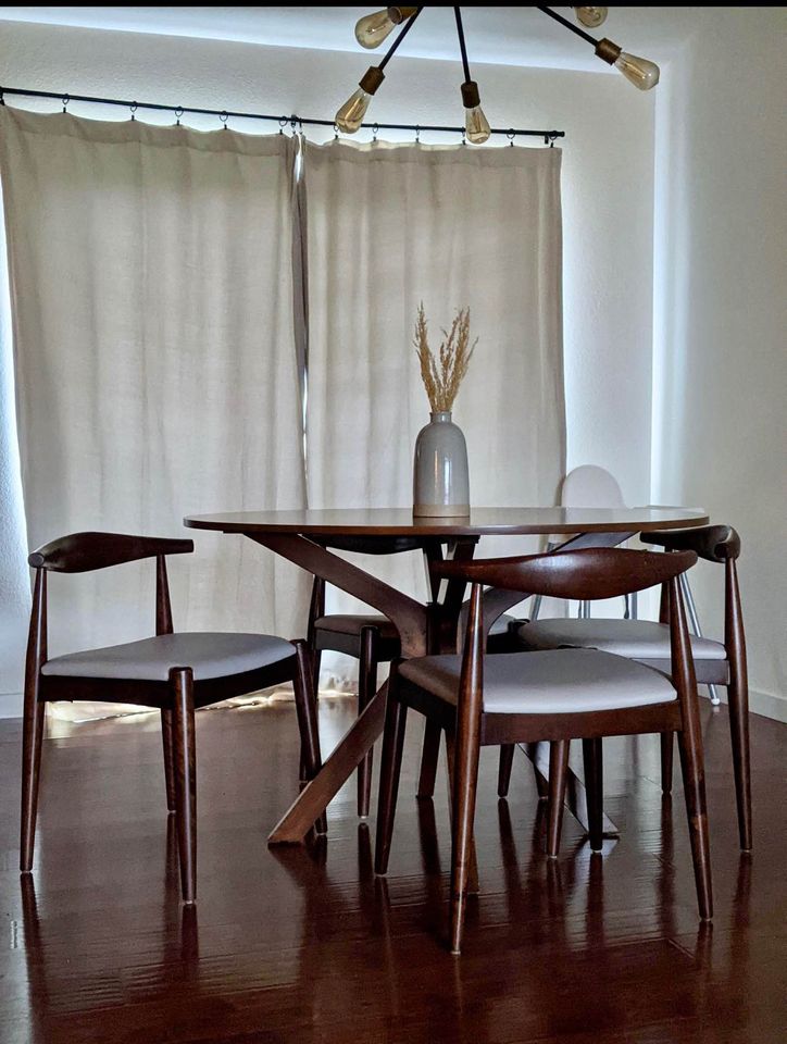 Set of 2, Mid Century Modern Dining Chairs, Walnut
