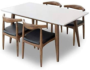 47"W Mid-Century Modern Dining Table with Solid Wood Legs,  Walnut & White