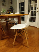 Set of 6, Mid Century Modern Plastic Dining Chairs with Natural Wood Legs