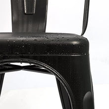 Set of 4 Indoor Outdoor Metal Dining Chairs Patio,18" Seat Height, Black