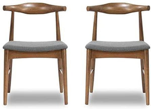 Set of 2, Mid Century Modern Silas Grey Dining Chairs