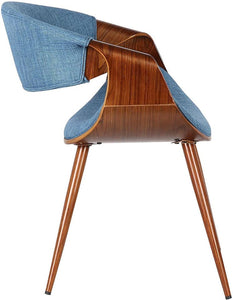 1 Butterfly Dining Chair in Blue Fabric and Walnut Wood Finish