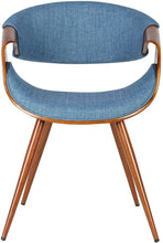 1 Butterfly Dining Chair in Blue Fabric and Walnut Wood Finish