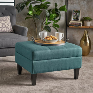 Zahra Tufted Storage Ottoman - Teal - Christopher Knight Home